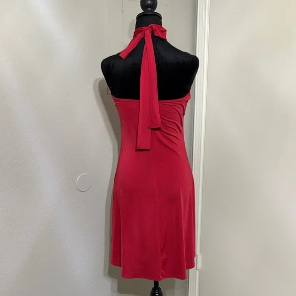 S-Twelve Strapless Red Dress with Gold Accents - Picture 2 of 2